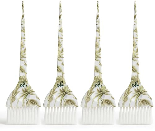 Simply Hair Tint Hair Dye Brushes – Set of 4 - Unique Patterns Hair Brush Set - Ultra-Soft, Flexible Bristles for Root Touch-Ups, Hair Dye, Highlights & Balayage Palm Leaf