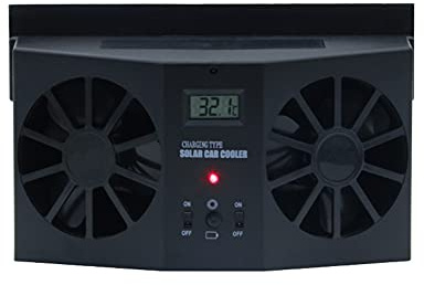 Riloer Soldriven bilfläkt, bärbar automatisk kylare dubbel fläkt mini bil sommar luftfläkt, universell för ren luftkonditionering, vit/svart