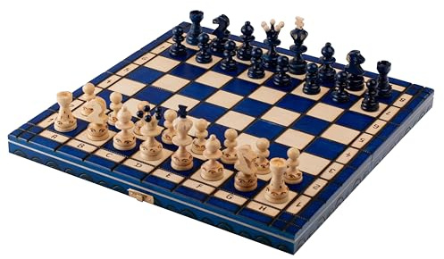 Master of Chess Schackbräde i Trä med Pjäser 35 cm - Handgjort och Portabelt Litet Schackspel för Barn och Vuxna