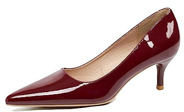 Womens Court Shoes Low Heel Sandals Slip On Pointed Toe Stilettos Wedding Party Bridal Kitten Heels Office Dress Pumps Red