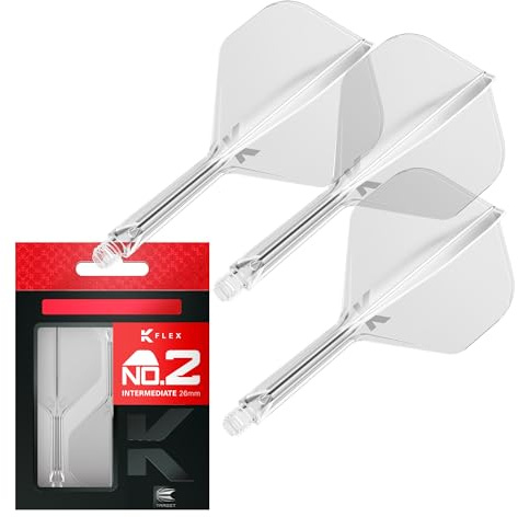 TARGET Darts K Flex integrerad dart-flyg och axel, nr 2 klar (mellanliggande) | paket med 3 K-Flex – nr 2, precisionsgjutna 2-i-1 pilflygningar och dartstam | professionella darttillbehör