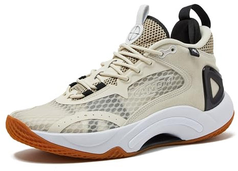 AND1 Basketball Shoes for Women and Men, High Top Men’s Basketball Shoes - Womens Basketball Sneakers Size 6 to 16, Cream/Tan/Black, 8.5 Women/7 Men