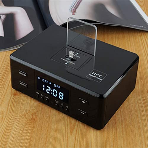 Trådlös högtalarväckarklocka Digital radioklocka, IOS/android mobiltelefon laddar FM-radio Dubbel väckarklocka, justerbar ljusstyrka, vit/5948(Black)