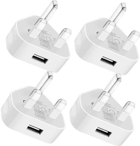PEBBLE HUG 3 Pin Adaptor, Lightweight and Portable, Efficient Fast Charging, USB Plug Charger, Short Circuit Protection, Smartphones, Tablets, Other USB Devices, Reliable Performance, (4 Pcs)