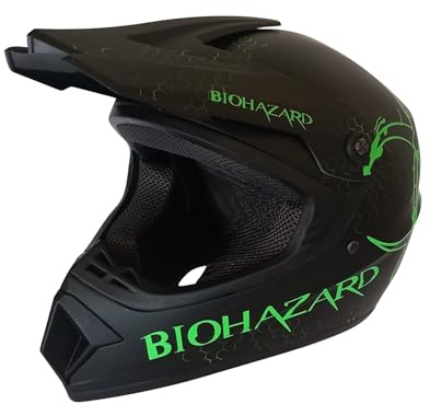 Kinder Crosshelm Bio-Hazard AHP Motorradhelm ABS-Schale Downhill Quad Motocross Grün Fluoreszierend (M)