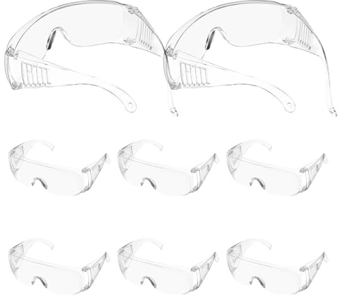 Ipetboom Lot de 8 Lunettes de Sécurité PC Légères à Persiennes Transparentes Protection Anti-Poussière pour Chantier et Laboratoire Équipement de Protection Oculaire Unisexe Travail