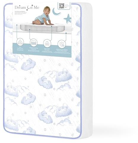Dream On Me 2-in-1 Breathable Pocket Coils Inner Spring Portable Crib Mattress, Greenguard Gold and JPMA Certified, White
