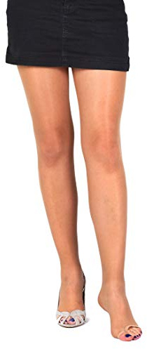 SENTELEGRI Toeless Sheer Summer Tights 15 Denier Open Toe (Dark Beige, Large)
