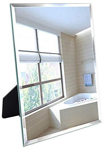 Calenzana Frameless Mirror Wall Hanging and Desk Standing, Compatible with Makeup Vanity Mirrors,10.6x13 inch