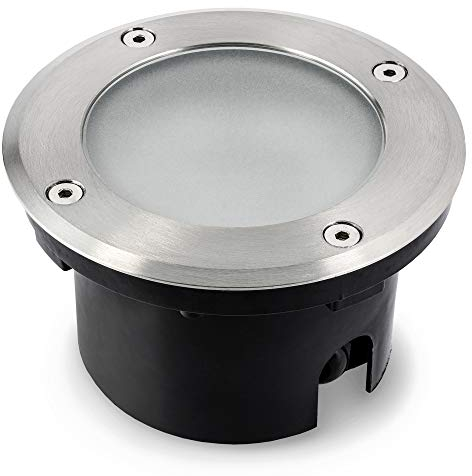 SSC-LUXon Flache Bodenleuchte LED VISKOS für Außen IP67 rund mit Durchgangsverdrahtung - Einbauleuchte inkl GX53 LED 3W warmweiß 230V