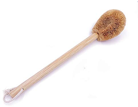 Natural Coconut Fibre Toilet Brush - Environmentally Friendly Wood Handle with Cotton Lanyard