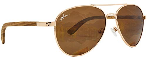 glozzi Holz Pilotenbrille Polarisierte Sonnenbrille Herren und Damen - Zebrano