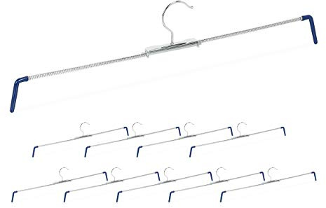 20x Grucce per Pantaloni, Antiscivolo, per Gonne, Stampella a Spirale, Larghezza 30-50 cm, Argento/Blu