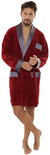 FOREX Lingerie élégant peignoir/robe de chambre en velours ou peignoir/robe de chambre sportif en coton, court bordeaux, XL