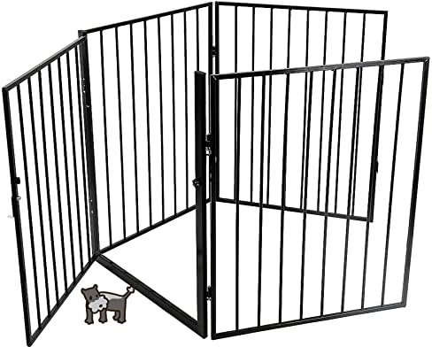 Kids Barrière de Sécurité Extensible Cheminée Grille de Protection,clôture pour Animaux de Compagnie réglable et Mobile,Clôture de sécurité Noire en 4 pièces 240 * 2.5 * 75cm