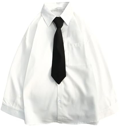 KIJSKKOPO Chemisier Femme Chic Et Élégant,Chemisier Blanc Surdimensionné pour Femme avec Cravate À Manches Longues Tunique De Style Collégial Chemise De Petit Ami avec Bouton Tops De Fête Y2K Chemise