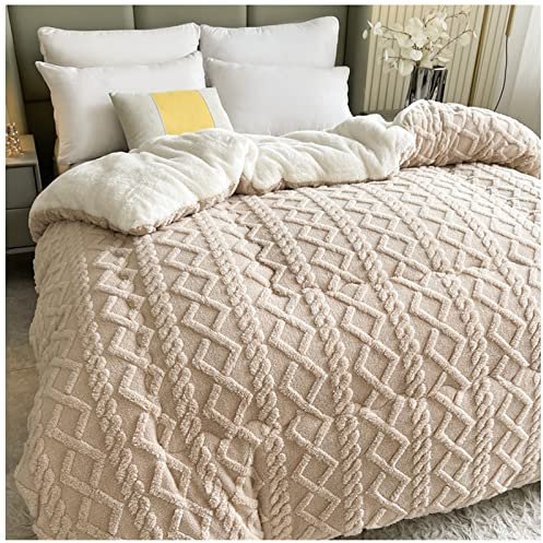 ZTGL Bettdecke 220x240cm Winter Dicker Lamm-Kaschmir Decke, Flauschige Kaschmir-Steppdecken, Winterwarm, Kern aus Lammsamt, Dick warm Plüsch Winterdecke,F,150x200cm/4kg