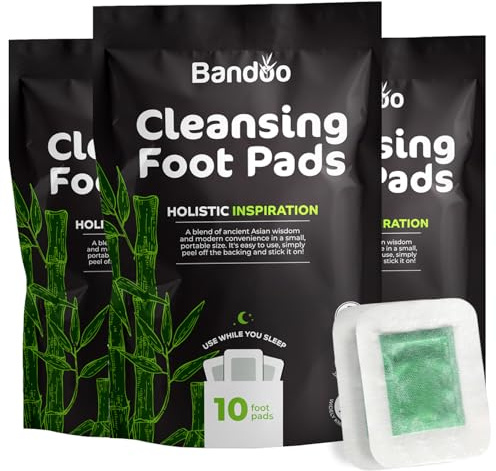 Bandoo Rana Pads - 30 Coussinets Détox Naturels et Détoxifiants pour Pieds - Soin des Pieds Nettoyant en Profondeur - Patchs Plantaires d'Inspiration Ancestrale pour Routine Apaisante et Purification