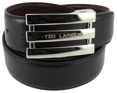 Cravate Avenue Signature Ted Lapidus. Ceinture classiques. Pierre, Synthétique. Noir réversible Marron - Uni - - Taille Unique - Mise à taille facile