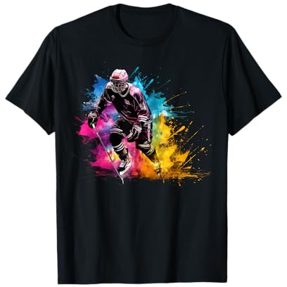Colorido jugador de hockey sobre hielo Niño en hockey sobre hielo para hombre Camiseta