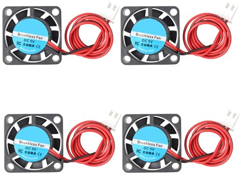 Jopto 4 st borstlösa minikylfläktar 25 x 25 x 7 mm 2507 DC 5 V med 2-stifts terminal kompatibel med bärbar dator, bärbar dator, grafikkort, 3D-skrivare, PC, CPU