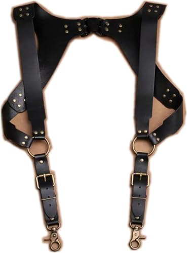 Herrhängslen för byxor Läderhängslen för män kvinnor västerländsk stil, sele Mode och renässanstillbehör Herrhängslen med krokar Heavy Duty Clip