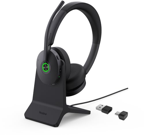 Yealink BH74 mit Ladestation ANC Kabelloses Bluetooth Headset mit Mikrofon, 6X Hybride Geräuschunterdrückung Mic, Stereo On Ear Kopfhörer Bluetooth, 32H Sprechzeit, Microsoft Teams Zoom Zertifiziert