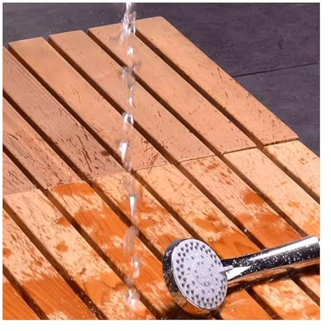 QWEASDF Wood Duck Board Rectangular Bath Mat ，Wooden Bath Mats, Wood Bath Mat, Shower Stall Mat Non-Slip for Bathroom Bathtub Spa Sauna Garden Home, for Indoor and Outdoor(W80xL80cm/W31xL31in)