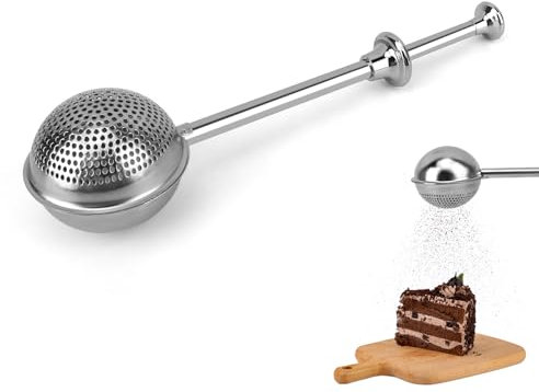Ball Telescopic Flour Sifter for Baking,Powdered Sugar Shaker Duster Sifter,Flour Sifters Stainless Steel Powdered,Multi-Purpose Kitchen Tool for Bakers,Baristas & Home Chefs