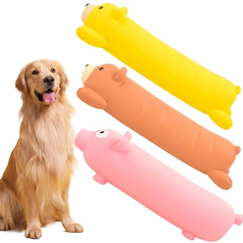 Culinavog Set di 3 Giocattoli per Cani in Lattice con Suono,Giocattolo sonoro in Lattice,Multicolore Squeak giocattoli Cani,Wursty Gioco in lattice per Cane Adatti per cani di Taglia Piccola e Media