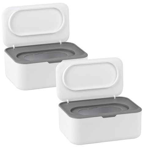 2 cajas dispensadoras de toallitas, dispensador de toallitas para bebé, soporte para papel de seda seco y húmedo, caja de almacenamiento de pañuelos con tapa, mantiene las toallitas frescas