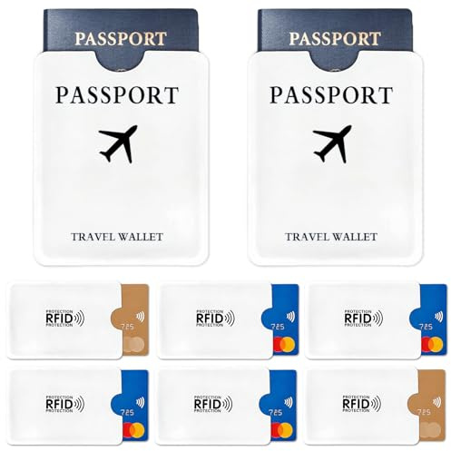 Liuliushun 6 Pcs Funda para Tarjetas de crédito con Bloqueo RFID y 2 Fundas para Pasaporte, Fundas Protector Tarjetas credito NFC con Bloqueo RFID para Tarjeta de crédito, Tarjeta bancarias