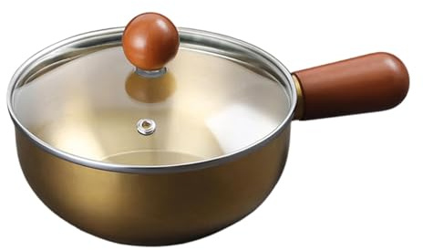 Mjölkkastrull Sås Pan Olja Pot Köksredskap med trä(Gold)