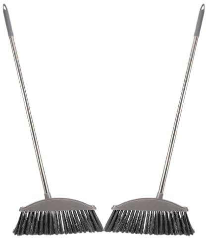 CALLARON 2 Escobas de Limpieza para Hogar con Mango Largo de Acero Inoxidable, Portátiles y Resistentes para Barrer y Limpiar Eficazmente Cualquier Habitación