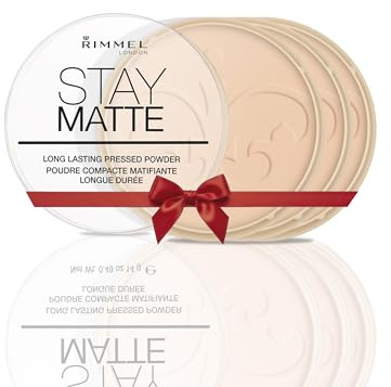 RIMMEL LONDON - Stay Matte Pressed Powder - Lightweight, Oil Absorbing, Smooth Non-Powdery Texture, Lasting Up To 5hrs - For All Skin Types - Dermatologically Tested - Warm Beige - 3 pack bundle