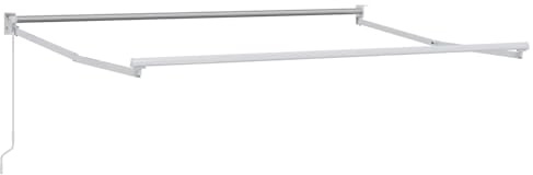 QJBSAVVA Marco de toldo extensible manual de 2,5 x 2 m, brazo articulado, estructura de aluminio y acero con manivela de 165 cm para terraza, balcón y jardín, color blanco