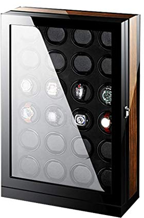 HUIBBGO Carica Orologi di Lusso, Display LCD Automatico Touch Screen, Finitura in Legno, Illuminazione Integrata, spazi di Carica alimentati da Motore Estremamente Silenzioso 2+0