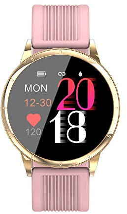 Traqueur d'activité imperméable à l'eau de connexion Bluetooth avec moniteur de tension artérielle de sommeil de fréquence cardiaque, surveillance physiologique de cycle pour les femmes adultes Rose