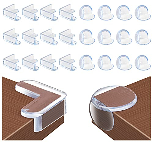 Habett Eckenschutz, 24 Stück Kantenschutz mit Kleber Stoßschutz Premium für Baby und Kinder Weich und Transparent für Tisch und Möbel Ecken
