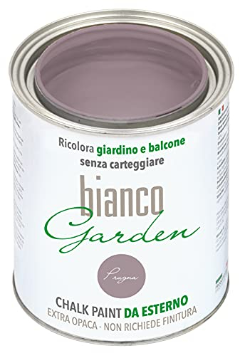 biancoShabby® Chalk Paint Prugna - Pintura especial para exteriores - BiancoGarden - Restaura el jardín y el balcón sin pintar y sin acabado (1 litro)