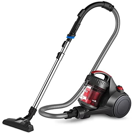 Eureka Bagless Canister Vacuum Cleaner, Lightweight Vac for Carpets and Hard Floors, Red, Whirlwind NEN110D