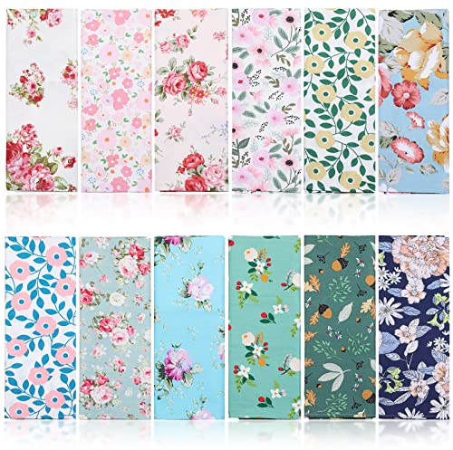 24 Stück Baumwolle Serviette Frühling Sommer Stoff Waschbare Abendessen Serviette mit Blumen Mustern für Cocktail Party Hochzeit Weihnachten Erntedankfest, 15 x 15 Zoll