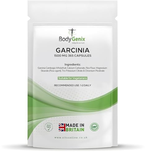Bodygenix Garcinia Cambogia 1500mg Capsules - High Strength Weight Management Metabolic Support Appetite Suppressant Vegan Supplement - 365 Capsules 12 Month Supply