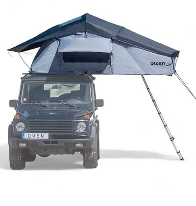 Owen Tenda da Tetto Colore Grigio I per Campeggio e Viaggi I Versione Two + I Senza Pre-Tenda I con Scala I Robusta e Resistente I Facile da installare