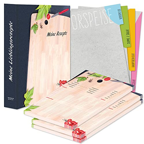 PRICARO Rezeptordner Komplett-Set Schneidebrett, A4, 8 teilig