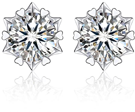MomentWish Orecchini Fiocco Di Neve, 1 Carato/5mm Moissanite Diamante Orecchini Brillante Uomo Donna Punto Luce Argento 925 Anallergici Gioielli Regalo Fidanzata