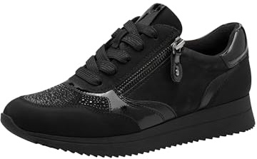 Jana Femme Damen Sneaker Laced, Paillettes Noires, 41 EU