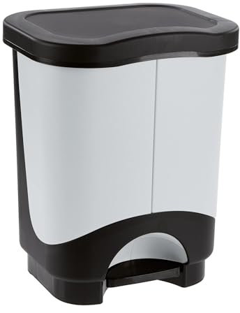 Sicignano | Pattumiera a Pedale Multiuso – Cestino della Spazzatura Raccolta Differenziata, Moderno, Facile Apertura – Ideale per Casa Ufficio Bagno Cucina (Nero/Grigio Chiaro, 21 L)