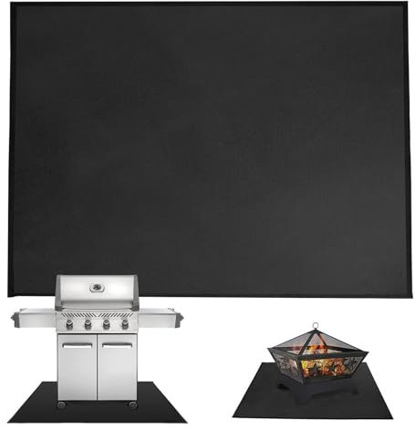 Grill U. BBQ Matte 100x120/152/182cm (Antracita) – como Base protección del Suelo para y Barbacoa de carbón Vegetal – Esterilla Protectora para Barbacoa Familiar en la terraza