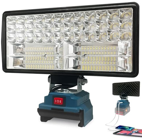 L1NXIXI Lampe LED sans fil pour batterie Bosch 18 V, 96 W 6800 lm, projecteur de chantier LED avec USB + type C (sans batterie)